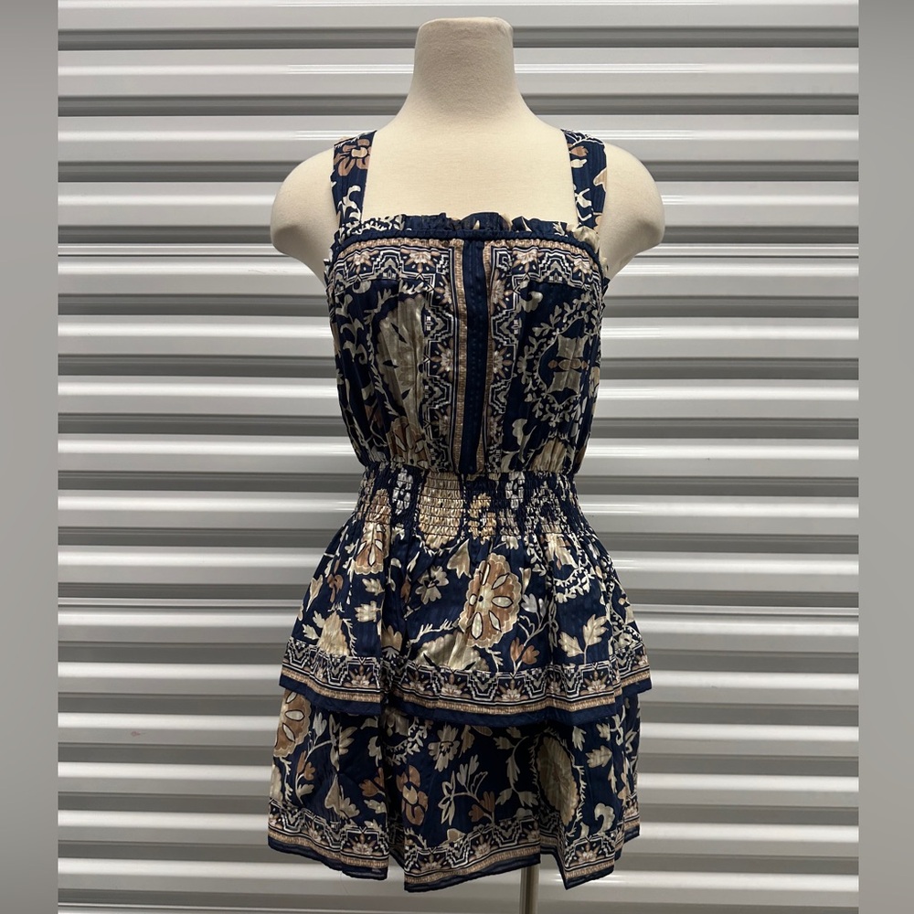 Ramy Brook ALICIA DRESS Navy and Cream Floral Mini Dress